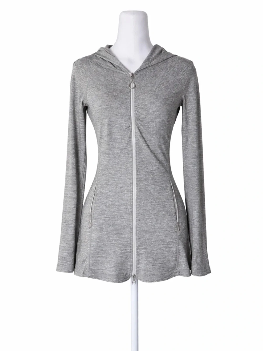 Athleta‎ Zip-Up Hoodie Sweater Jacket Size XS Stretchy Hoody Walking Jacket Gray